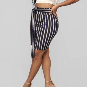 Fashion Nova Blue Stripe Skirt